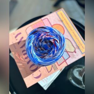 Mid-century modern hand-blown splatter glass ashtray